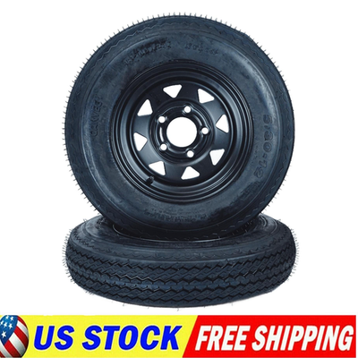 PioneerWorks 5.30-12 5.30x12 530-12 5.30-12 Trailer Tires with 12'' Rims, 5 Lug on 4.5, Load Range C 6PR, 2 Pack