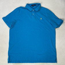 Polo Ralph Lauren Polo Shirt Men Classic XL Aqua Blue Pony Yellow Short Sleeve