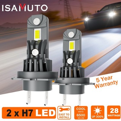 ISAMUTO H7 LED Headlight Bulb Kit High Low Beam 1:1 Super Bright 6500K White