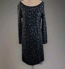 Chiaramente Womens Italian Knit Dress Sweater Dress Wool Blend Animal Print Sz M