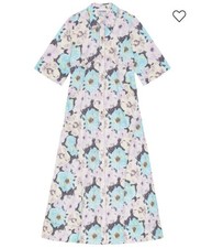 GANNI Floral Printed Cotton Long Shirt Dress NWT  SIZE 38