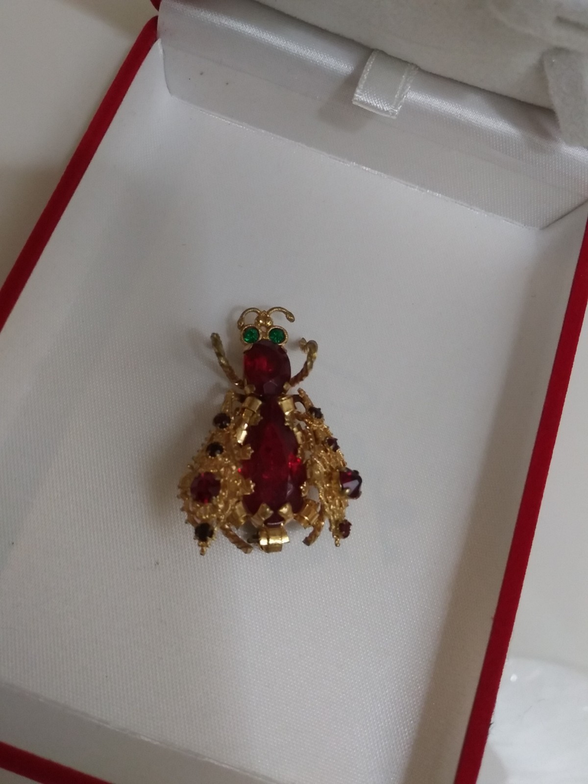 Insect Brooch - Rhinestone Ruby Vintage Brooch - image 2