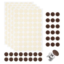 216Pcs Screw Hole Stickers and 200Pcs 16.5x4.5mm Screw Cover Caps, Coffee