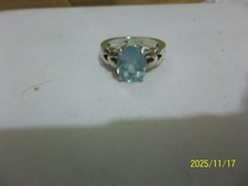 925 s.s aquamarine ring 3ct 5 grams sz 6 3/4