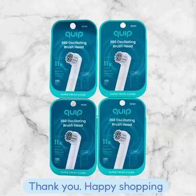 #ad #ad 4x Quip Rev 360 Oscillating Electric Brush Head Soft Head Refills 2 Pack White $36.00