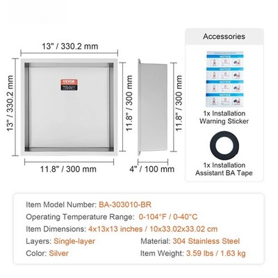 No Tile Shower Niche Stainless Steel Wall Inserted Niche Recessed Double Shelves