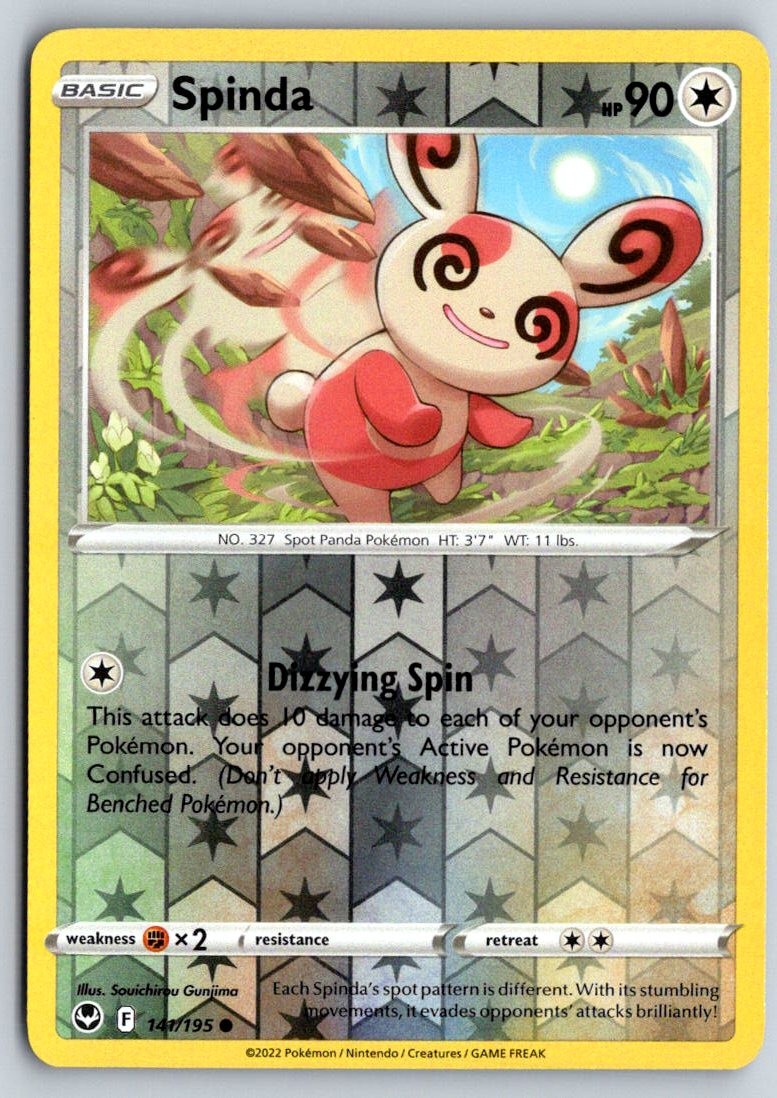 Spinda 141/195 Common Silver Tempest Pokemon Reverse Holo Near Mint