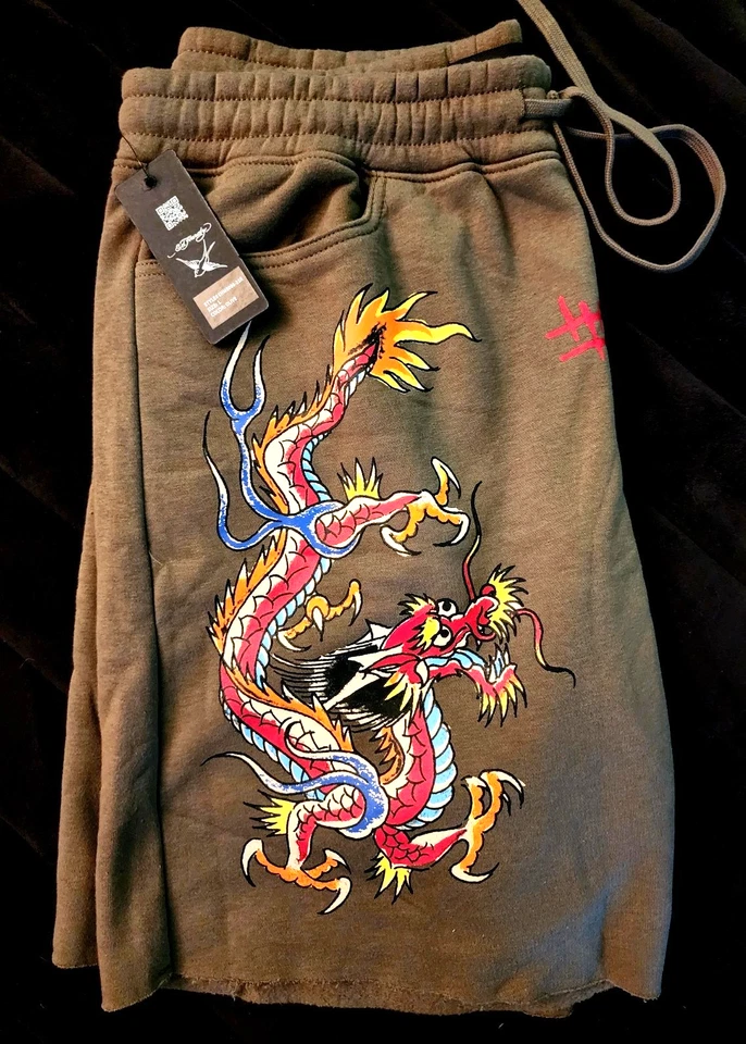 Pantalones cortos Ed Hardy polar tatuaje calavera, serpiente, pantera, tigre, águila, dragón Foto 4 de 4