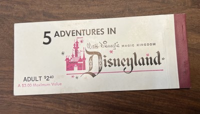 Vintage DISNEYLAND Ticket book Adult Entry $2.40
