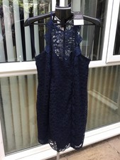 Topshop Maternity Navy Blue Lace Halter Neck Mini Dress - Size UK 14 (US 10)
