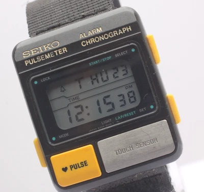 Montre Homme Vintage [Exc+5] Seiko PulseMeter S229-5001 34mm Square Quartz JAPON - Photo 1/4