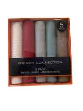 French Connection Men's Luxury Handkerchiefs 5 Packs Solid Multicolor