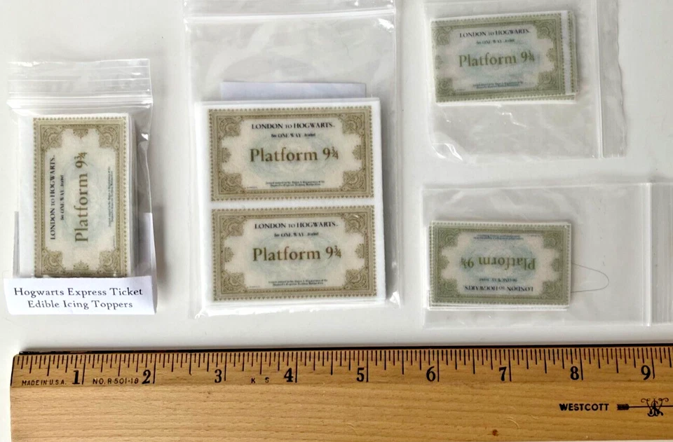48 COMESTIBLES BOLETO EXPRESS HOGWARTS Harry Potter adornos para pasteles galletas brownies Foto 2 de 4