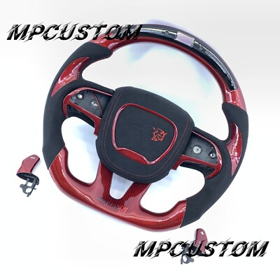 Fit For Dodge Challenger SRT Charger Hellcat 2015-21 Carbon Fiber Steering Wheel