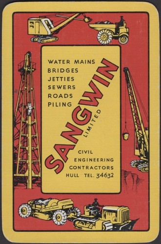 Playing Cards Single Card Old SANGWIN Advertising Art Crane BULLDOZER Excavator - 第 1/3 張圖片