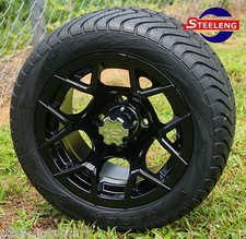 Golf Cart 12 Rally Black Wheels And 21540-12 Dot Low Profile Tires 4 Golf Cart 12 Rally Black Wheels And 21540-12 Dot Low Profile Tires 4