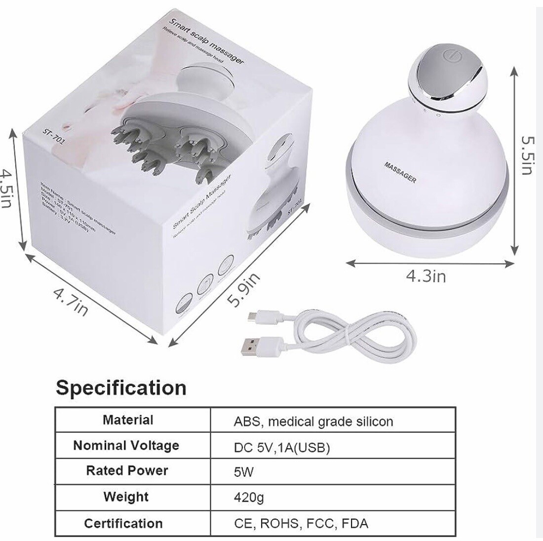 Cotsoco Smart Scalp Head Body Massager Stress Relief Massage ST