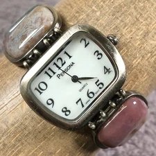 Persona Women 30mm Rectangle Cabochon Stone Bracelet Quartz Analog Watch 6 1/4"