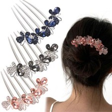 3Pcs Flower Rhinestones Hair Side Combs Hair Clips Accessories for Women Girls