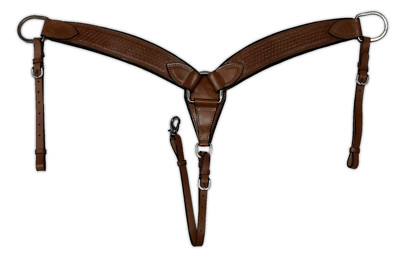 PRETAL CABALLO PECHO 3 BRAZOS CUERO PIEL MONTURA PECHERA BREAST COLLAR HORSE