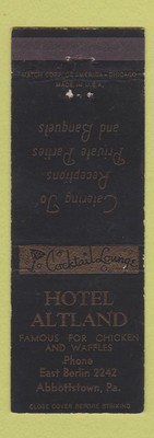 Matchbook Cover - Hotel Altland Abbottstown PA | eBay