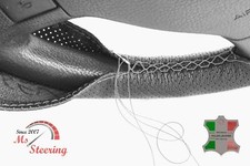 FOR CHEVROLET TRAVERSE 15-17 BLACK PERF LEATHER STEERING WHEEL COVER GREY STIT