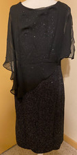 size 12 Black Chiffon Overlay Dress formal wedding party from Ashro new