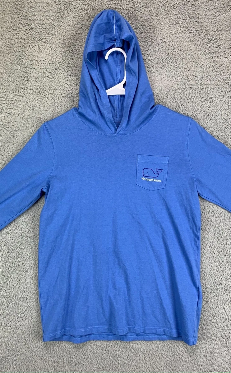 Vineyard Vines Shirt Girls XL Youth Blue Hooded Long Sleeve Whale Outdoor Tee