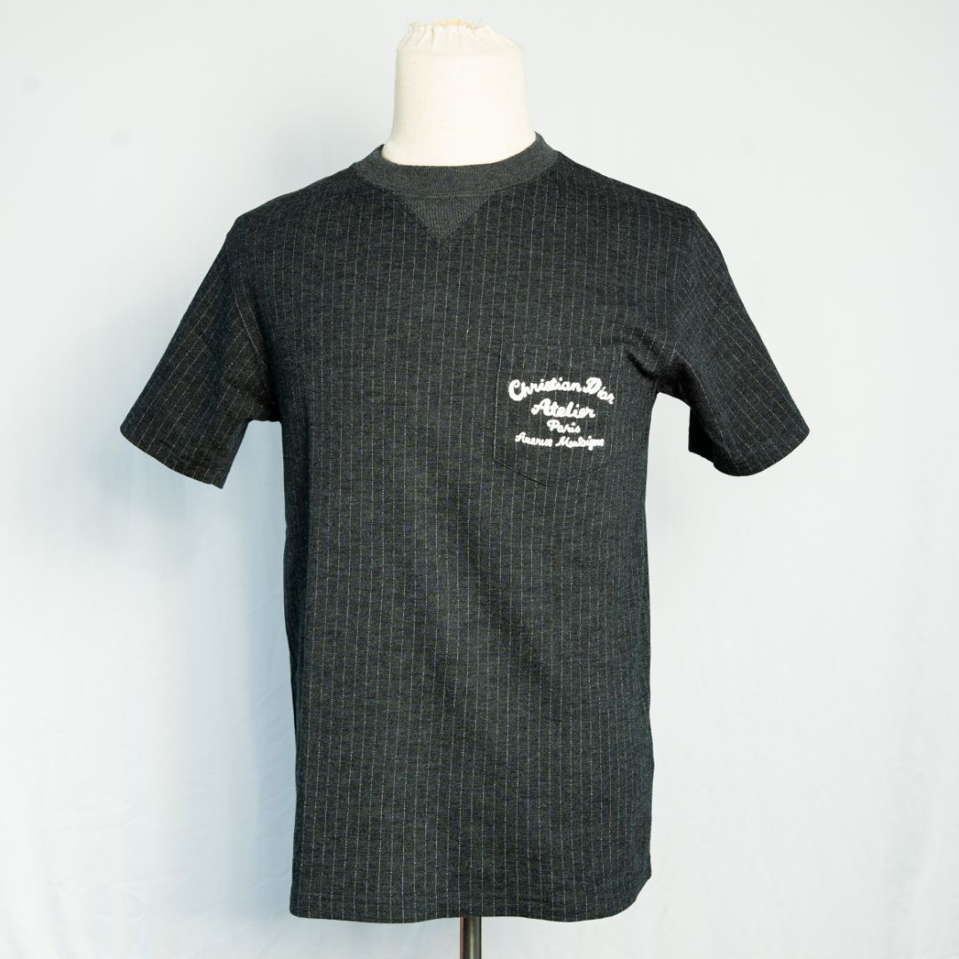Dior Homme grè embroid. striped wool crew neck t-shirt | eBay