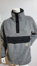 Image of NEW CARHARTT WOMEN'S RELAXED FIT FLEECE PULLOVER BLACK & GRAY SIZE M