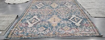 TURQUOISE / PEACH 9' X 12' Broken Thread Rug, Reduced Price 1172717055 SFN564A-9