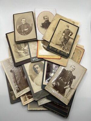 ANTIQUE CDV LOT OF 46 FRENCH SOLDIERS IN UNIFORM VARYING RANKS RARE!