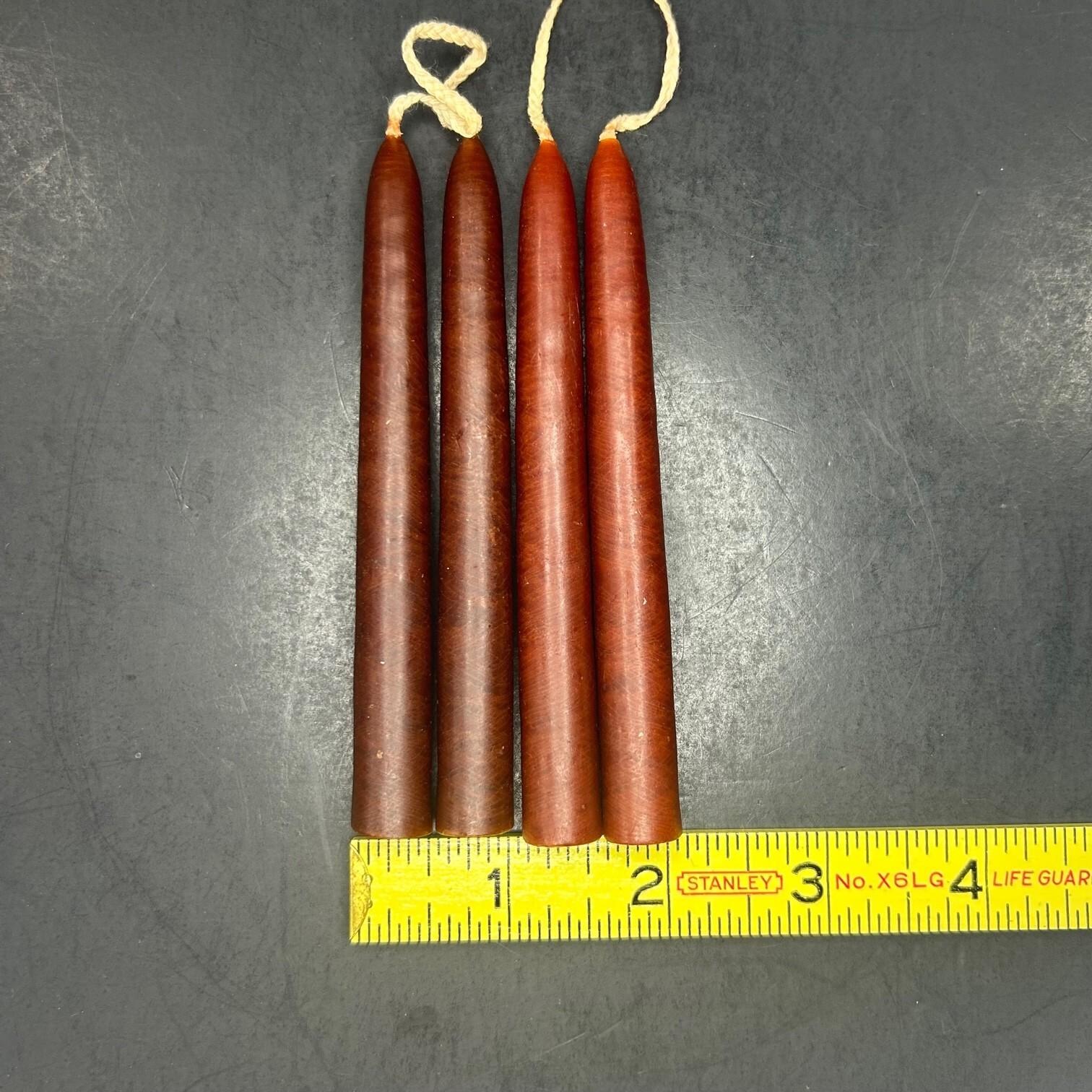 Hand Dipped Beeswax Candles Chestnut Brown 4.5" Set of 4