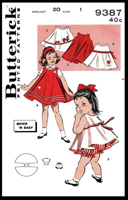 Butterick 9387 PATTERN GIRLS Frock Dress Blouse & Bloomers