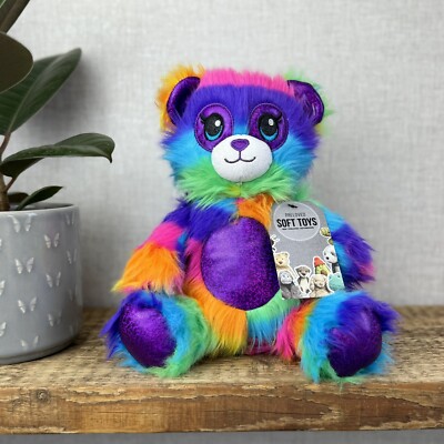 BAB Build A Bear Lisa Frank Shaggy Rainbow Bear - Fluffy Rainbow BAB Rare 10''