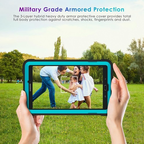 Shockproof Hybrid Case Kickstand Galaxy Black/ Blue for Samsung Galaxy Tab E 8.0 - Picture 10 of 15