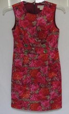 MICHAEL KORS Women's Red Pink Floral Print Lined Sleeveless Sheath Dress Size 4