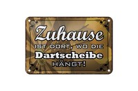 Blechschild Spruch 18X12Cm Zuhause Wo Die Dartscheibe HäNgt Deko Schild