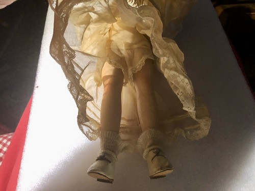 Poupée ancienne 14" Mary Hoyer à cordes yeux roulants origine Robe en soie dentelle sous - Photo 10/12