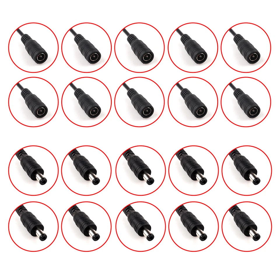10Pcs 5.5x2.1 Plug DC male/Female Cable Wire Connector For 3528 5050 LED Strip - Image 3 of 4