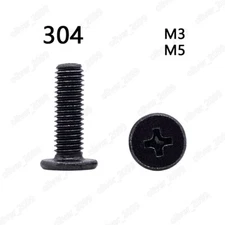 Black 304 Stainless Steel Phillips Utrathin Flat Head Screws M3 M5