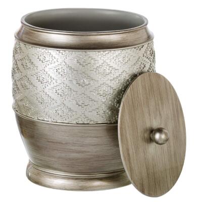 Dublin Silver Small Bathroom Trash Can With Lid Brushed Silver Bathroom Garbage 
