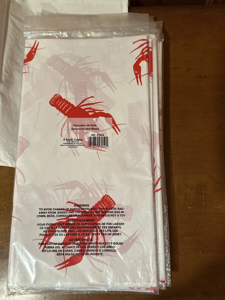 15 - Crawfish, Crayfish, Lobster, Low Country Boil Plastic Tablecloths 54"x 108" - Image 4 of 4
