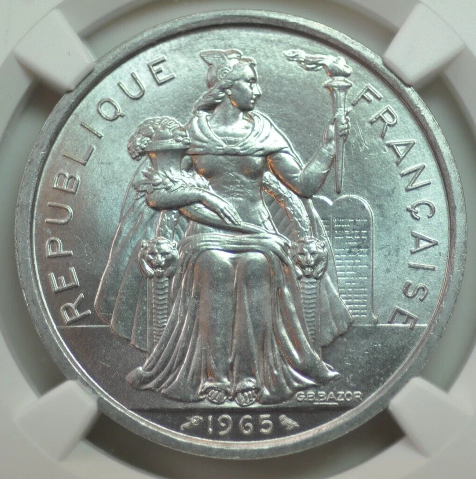 mw6024 French Polynesia; 5 Francs 1965  NGC MS65 - Image 2 of 3