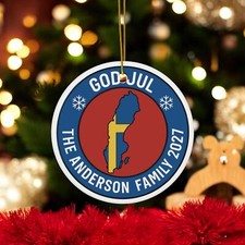 Ceramic Ornaments, Personalized Swedish Holiday Family, 2-Side Print, Christmas