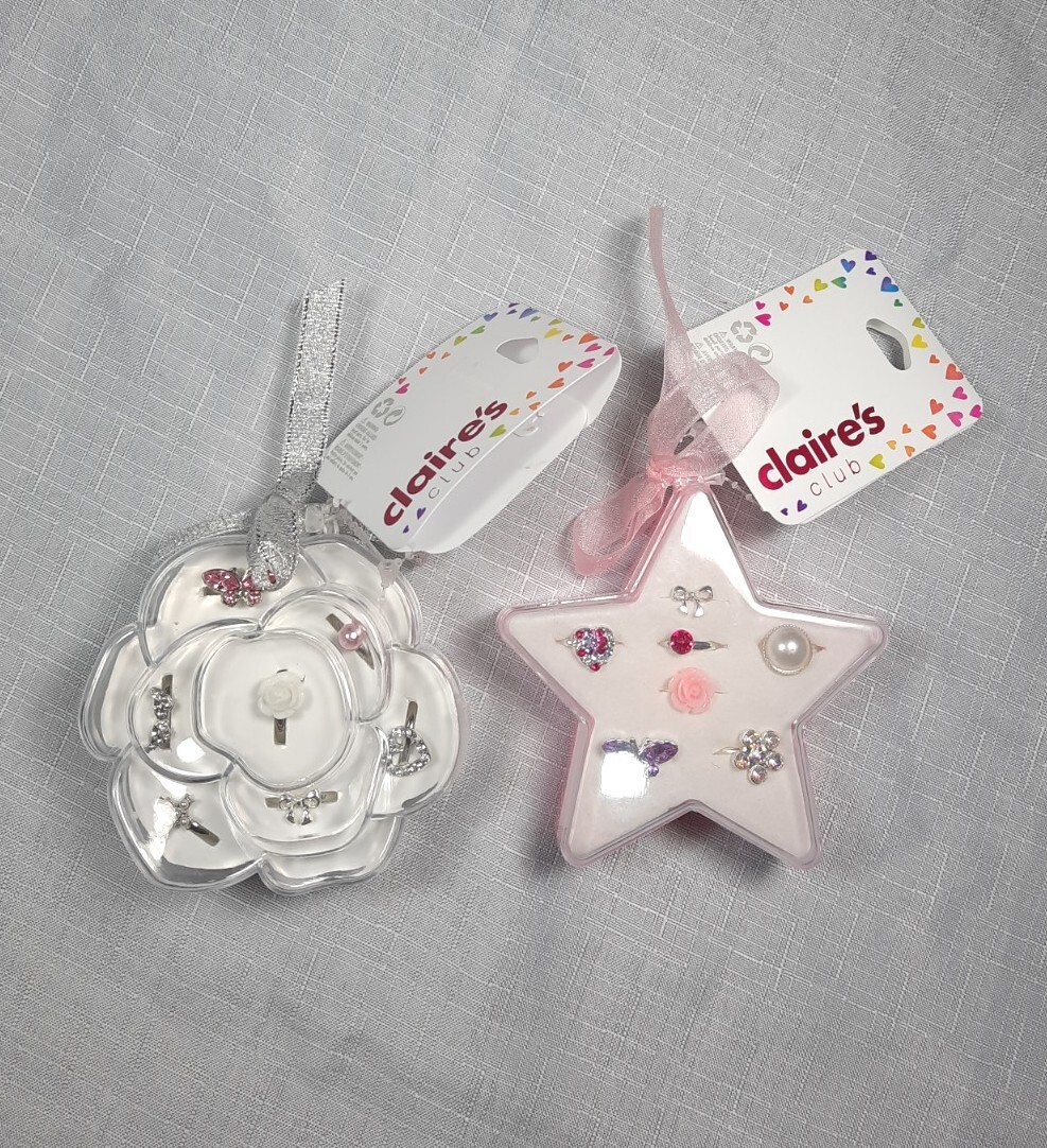 Claire's Club Boxes Childrens Adjustable Rings Sets Flower and