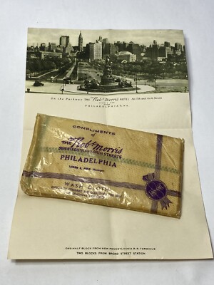 The Rob t Morris Hotel Letterhead & Laid-Knit Wash Cloth Robert Philadelphia PA