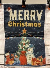 Garden Flag 12x18in Double sided Burlap Merry Christmas Tree Snowman Stocking