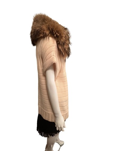 Alice + Olivia Fur Collar Short Sleeve Ivory Cream Knit Wool Cardigan! - Picture 5 of 9