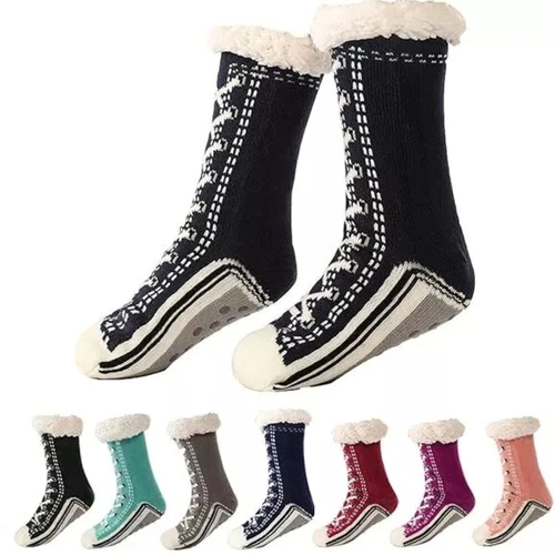 Ultradicke Kaschmir Hüttenschuhe Heimsocken, Hausschuhe Socken mit rutschfester Slipper - Bild 7 von 23